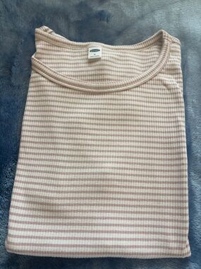 Old Navy Pink and White Ribbed Stripe Top